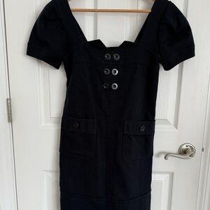 Marc by Marc Jacob’s Square Neckline Shift Mini Dress Navy Blue Textured Size 2